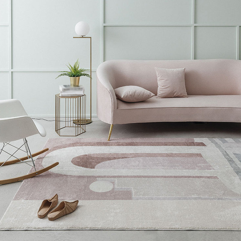 Modernist Colorblock Rug Pink and Grey Polyester Rug Non-Slip Pet Friendly Washable Area Rug for Bedroom Light Gray Clearhalo 'Area Rug' 'Rug' 1812762