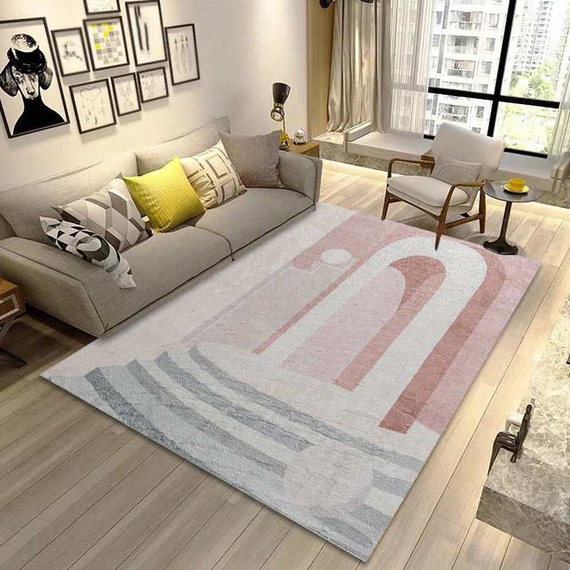 Modernist Colorblock Rug Pink and Grey Polyester Rug Non-Slip Pet Friendly Washable Area Rug for Bedroom Clearhalo 'Area Rug' 'Rug' 1812763