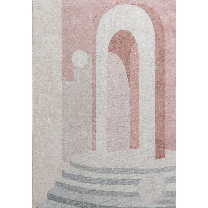 Modernist Colorblock Rug Pink and Grey Polyester Rug Non-Slip Pet Friendly Washable Area Rug for Bedroom Clearhalo 'Area Rug' 'Rug' 1812764