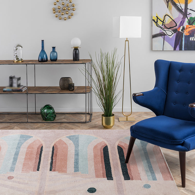 Modernist Colorblock Rug Pink and Grey Polyester Rug Non-Slip Pet Friendly Washable Area Rug for Bedroom Clearhalo 'Area Rug' 'Rug' 1812768