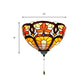 Stained Glass Bowl Wall Lamp with Flower Pattern and Pull Chain 1 Light Victorian Wall Sconce Clearhalo 'Industrial' 'Middle century wall lights' 'Tiffany wall lights' 'Tiffany' 'Wall Lamps & Sconces' 'Wall Lights' Lighting' 181297