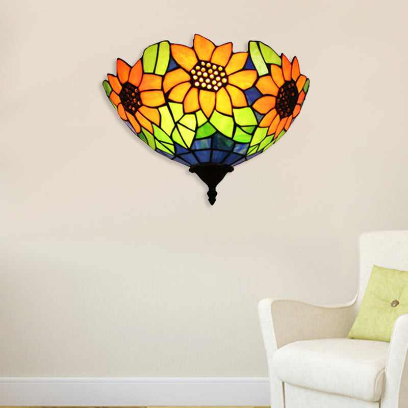 Sunflower Wall Mount Lighting Lodge Style 1 Head Wall Sconce Lighting for Corridor Clearhalo 'Industrial' 'Middle century wall lights' 'Tiffany wall lights' 'Tiffany' 'Wall Lamps & Sconces' 'Wall Lights' Lighting' 181342