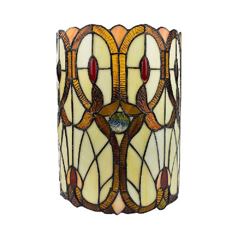 Victorian Style Wall Sconce 1 Light Stained Glass Wall Mount Light in Brown for Bedroom Clearhalo 'Industrial' 'Middle century wall lights' 'Tiffany wall lights' 'Tiffany' 'Wall Lamps & Sconces' 'Wall Lights' Lighting' 181405