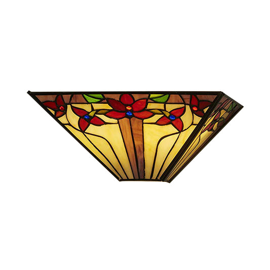 Floral Wall Sconce Light Mission Style Stained Glass 1 Light Wall Mount Light for Dining Room Clearhalo 'Industrial' 'Middle century wall lights' 'Tiffany wall lights' 'Tiffany' 'Wall Lamps & Sconces' 'Wall Lights' Lighting' 181435