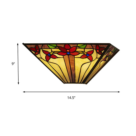 Floral Wall Sconce Light Mission Style Stained Glass 1 Light Wall Mount Light for Dining Room Clearhalo 'Industrial' 'Middle century wall lights' 'Tiffany wall lights' 'Tiffany' 'Wall Lamps & Sconces' 'Wall Lights' Lighting' 181436