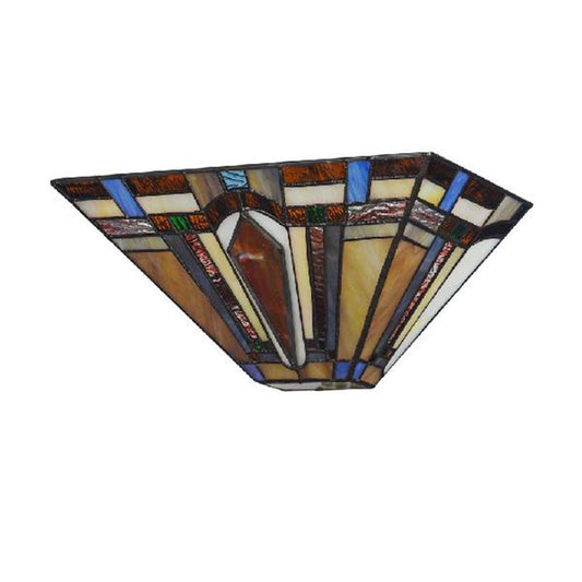 1 Light Geometric Wall Light Craftsman Stained Glass Wall Sconce Light in Brown for Restaurant Clearhalo 'Industrial' 'Middle century wall lights' 'Tiffany wall lights' 'Tiffany' 'Wall Lamps & Sconces' 'Wall Lights' Lighting' 181462