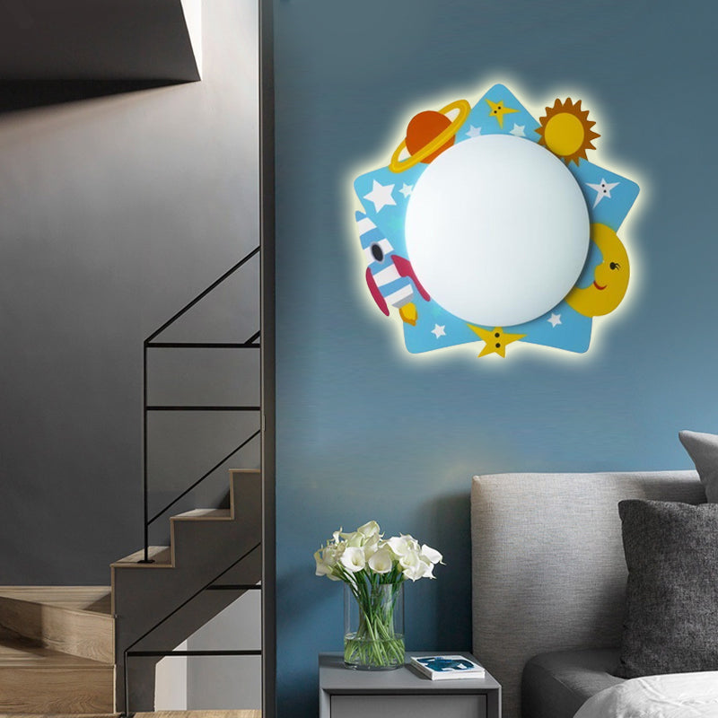 Slim Panel Nursing Room Wall Sconce Acrylic Modern Cartoon LED Sconce Light Blue A Clearhalo 'Wall Lamps & Sconces' 'Wall Lights' Lighting' 181477
