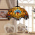Dome Shade Hanging Light Victorian Stained Glass 1 Light Pendant Lamp with Black Chain for Staircase Yellow Clearhalo 'Ceiling Lights' 'Close To Ceiling Lights' 'Industrial' 'Middle Century Pendants' 'Pendant Lights' 'Pendants' 'Tiffany close to ceiling' 'Tiffany Pendants' 'Tiffany' Lighting' 181518