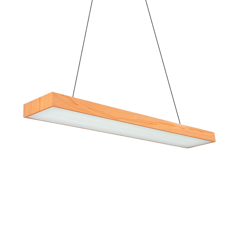 Minimal Rectangular Pendant Lamp Wooden Led 4