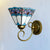 1 Head Wall Light Fixture Tiffany Cone Purple-Blue Glass Sconce Light Fixture with Scrolling Arm Purplish Blue Clearhalo 'Industrial' 'Middle century wall lights' 'Tiffany wall lights' 'Tiffany' 'Wall Lamps & Sconces' 'Wall Lights' Lighting' 181763
