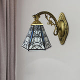 Rustic Geometric Wall Lamp with Fence Design White and Black Glass 1 Light Wall Mount Light Clearhalo 'Industrial' 'Middle century wall lights' 'Tiffany wall lights' 'Tiffany' 'Wall Lamps & Sconces' 'Wall Lights' Lighting' 181886