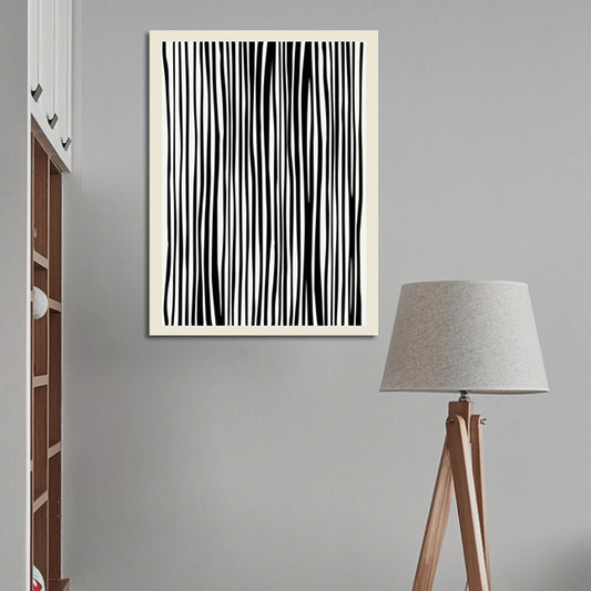 Vertical Stripes Pattern Wall Decor in Dark Minimalism Style Painting for Guest Room Black Clearhalo 'Art Gallery' 'Canvas Art' 'Contemporary Art Gallery' 'Contemporary Art' 'Minimalism' 'Minimalist Art Gallery' 'Scandinavian' Arts' 1819614