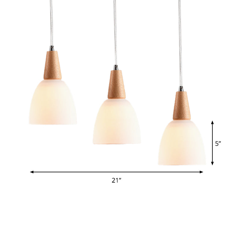 Bell Shape 1/2/3 Light Glass Pendant Light Fixture in White Color Simple Style Ceiling Lamp Clearhalo 'Ceiling Lights' 'Glass shade' 'Glass' 'Iluminaci��n' 'L��mparas Colgantes' 'L��mparas de Techo' 'Pendant Lights' Hogar' Lighting' 181975