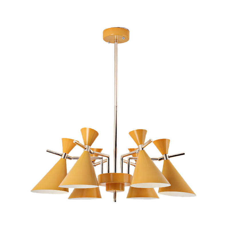 Metal Horn Shape Chandelier Six Lights Nordic Style Pendant Lamp for Girls Bedroom Clearhalo 'Ceiling Lights' 'Chandeliers' Lighting' options 182047