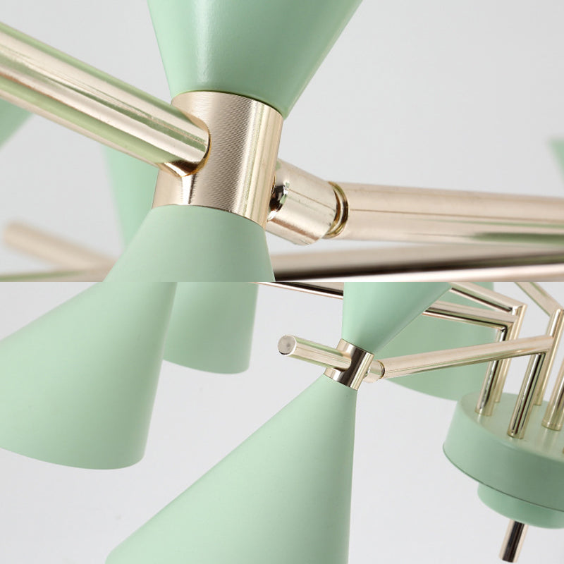 Metal Horn Shape Chandelier Six Lights Nordic Style Pendant Lamp for Girls Bedroom Clearhalo 'Ceiling Lights' 'Chandeliers' Lighting' options 182051