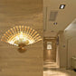 Golden Fan Shaped Sconce Lamp Vintage Style 3 Lights Metal Wall Light Fixture with Clear Crystal Decoration Clearhalo 'Modern wall lights' 'Modern' 'Wall Lamps & Sconces' 'Wall Lights' Lighting' 1820705