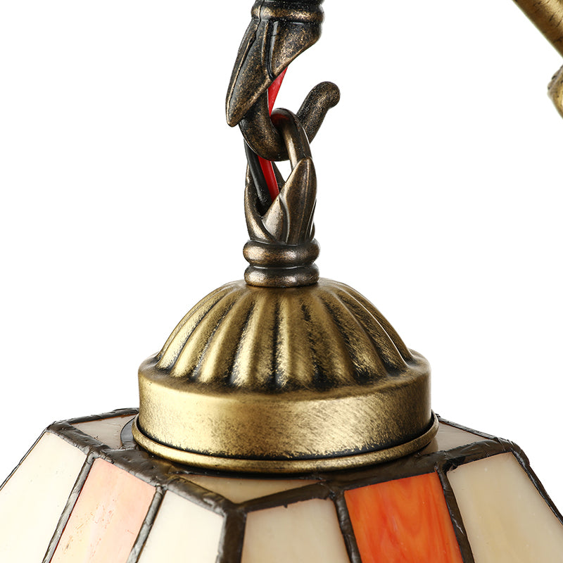 1 Head Wall Mounted Light Tiffany Diamond Orange Stained Glass Sconce Light Fixture Clearhalo 'Industrial' 'Middle century wall lights' 'Tiffany wall lights' 'Tiffany' 'Wall Lamps & Sconces' 'Wall Lights' Lighting' 182119