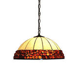 Dome Shape Hanging Lamp Kit Tiffany Hand Rolled Art Glass 3 Lights Dark Red Suspended Lighting Fixture Clearhalo 'Ceiling Lights' 'Industrial' 'Middle Century Pendants' 'Pendant Lights' 'Pendants' 'Tiffany close to ceiling' 'Tiffany Pendants' 'Tiffany' Lighting' 182230