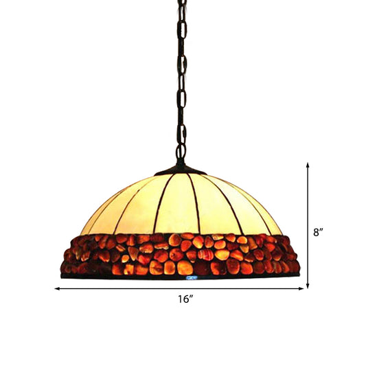 Dome Shape Hanging Lamp Kit Tiffany Hand Rolled Art Glass 3 Lights Dark Red Suspended Lighting Fixture Clearhalo 'Ceiling Lights' 'Industrial' 'Middle Century Pendants' 'Pendant Lights' 'Pendants' 'Tiffany close to ceiling' 'Tiffany Pendants' 'Tiffany' Lighting' 182231