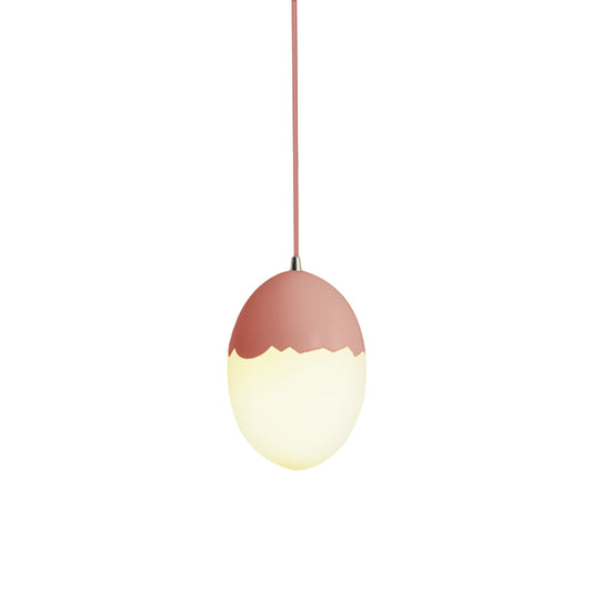 Modern Stylish Hanging Light Eggshell Acrylic Metal Suspension Light for Dining Room Pink Clearhalo 'Ceiling Lights' 'Glass shade' 'Glass' 'Pendant Lights' 'Pendants' Lighting' 182237