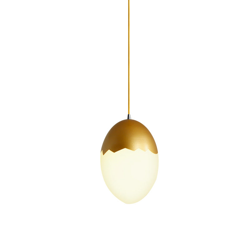 Modern Stylish Hanging Light Eggshell Acrylic Metal Suspension Light for Dining Room Clearhalo 'Ceiling Lights' 'Glass shade' 'Glass' 'Pendant Lights' 'Pendants' Lighting' 182240