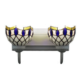 White Dome Sconce Light Tiffany 2 Heads Stained Glass Wall Mount Light with Blue Gem Decoration Clearhalo 'Industrial' 'Middle century wall lights' 'Tiffany wall lights' 'Tiffany' 'Wall Lamps & Sconces' 'Wall Lights' Lighting' 182336