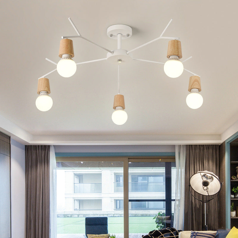 Branch Shape Living Room Chandelier Metal Multi Heads Nordic Stylish Pendant Light Clearhalo 'Ceiling Lights' 'Chandeliers' Lighting' options 182342