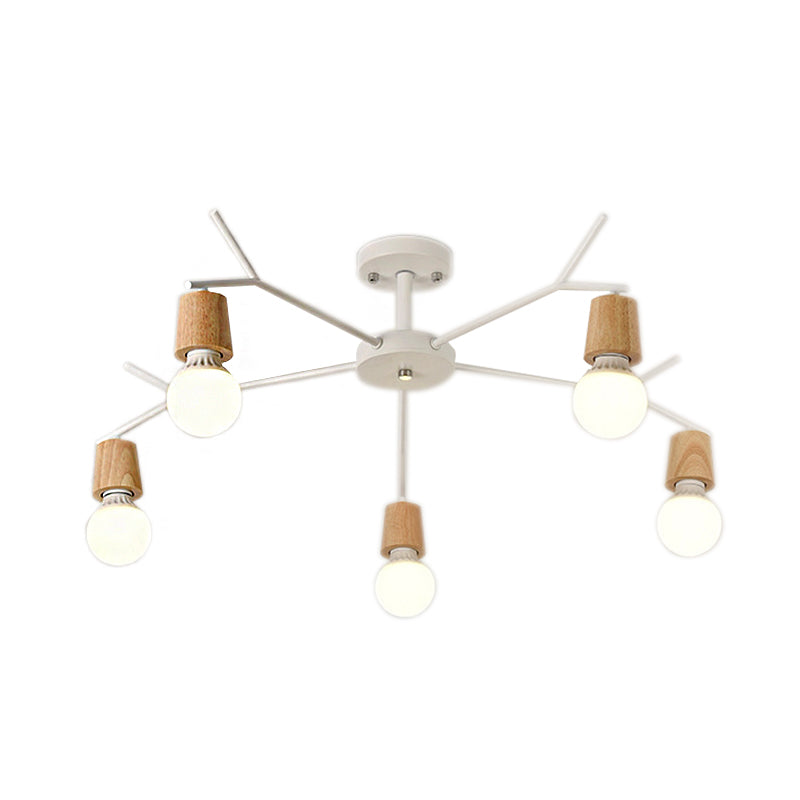 Branch Shape Living Room Chandelier Metal Multi Heads Nordic Stylish Pendant Light Clearhalo 'Ceiling Lights' 'Chandeliers' Lighting' options 182343