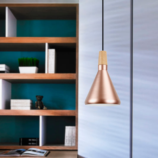 Rose Gold Pyramid Pendant Lamp 1 Head Modern Style Aluminum Hanging Lamp for Study Room Rose Gold 7" Clearhalo 'Ceiling Lights' 'Modern Pendants' 'Modern' 'Pendant Lights' 'Pendants' Lighting' 182490