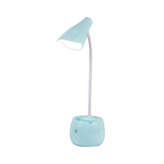Eye-Caring Flexible Gooseneck Desk Light Pen Holder Design LED USB Charging Reading Light in Blue/Pink/White/Yellow Clearhalo 'Desk Lamps' 'Lamps' Lighting' 182593