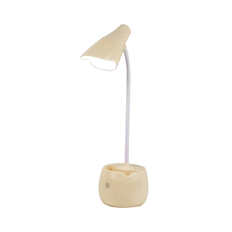 Eye-Caring Flexible Gooseneck Desk Light Pen Holder Design LED USB Charging Reading Light in Blue/Pink/White/Yellow Clearhalo 'Desk Lamps' 'Lamps' Lighting' 182595