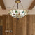 Beige/Clear/Yellow Bowl Shade Semi Flush Ceiling Fixture Retro Style Stained Glass 1 Light Ceiling Light Fixture with Jewel Pattern Clear 16" Clearhalo 'Ceiling Lights' 'Close To Ceiling Lights' 'Close to ceiling' 'Glass shade' 'Glass' 'Semi-flushmount' 'Tiffany close to ceiling' 'Tiffany' Lighting' 182609
