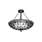 Beige/Clear/Yellow Bowl Shade Semi Flush Ceiling Fixture Retro Style Stained Glass 1 Light Ceiling Light Fixture with Jewel Pattern Clearhalo 'Ceiling Lights' 'Close To Ceiling Lights' 'Close to ceiling' 'Glass shade' 'Glass' 'Semi-flushmount' 'Tiffany close to ceiling' 'Tiffany' Lighting' 182614