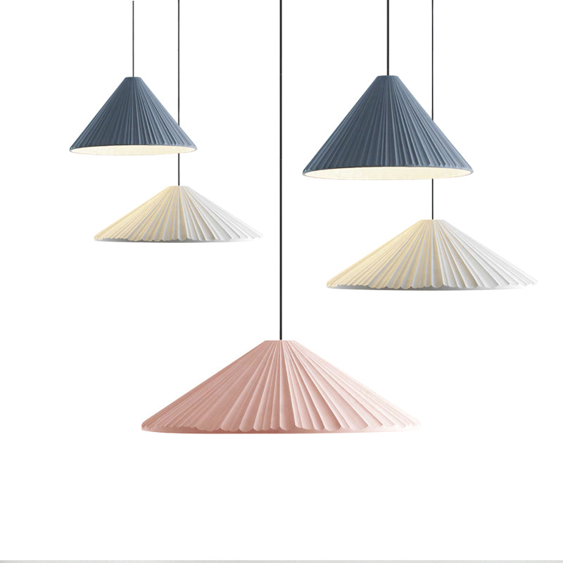 Nordic Style Fold Cone Pendant Light 1 Head Resin Hanging Light for Cafe Restaurant Clearhalo 'Ceiling Lights' 'Pendant Lights' 'Pendants' Lighting' 182673
