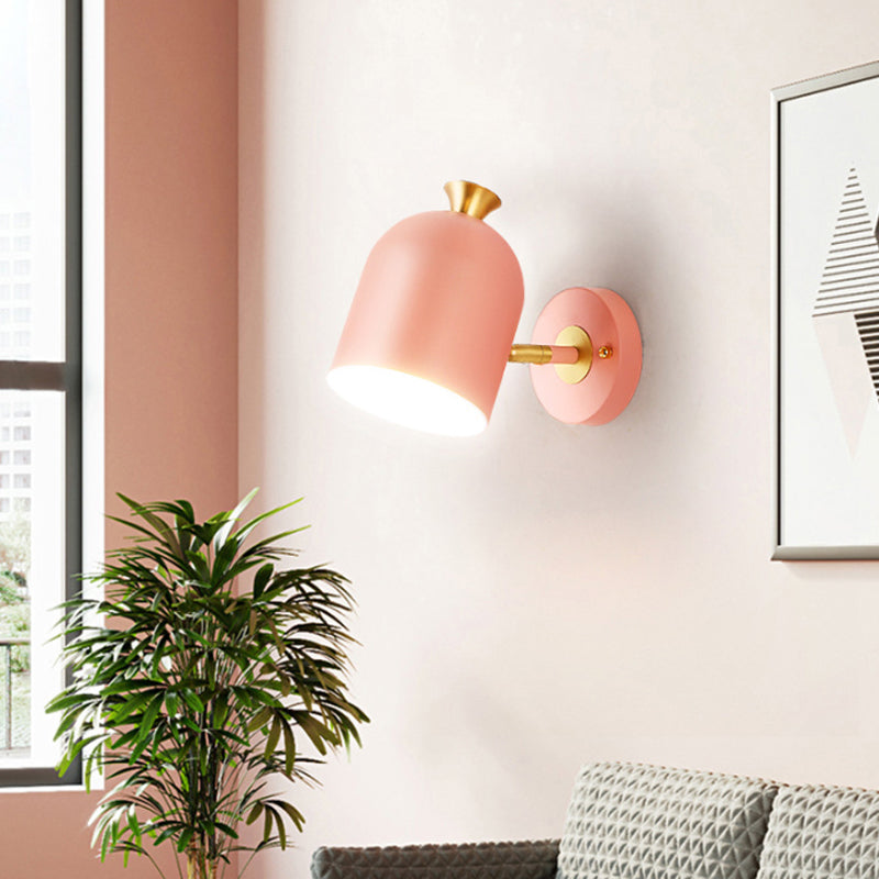 Cup Shade Dining Room Wall Lamp Metal 1 Bulb Nordic Stylish Sconce Light with Macaron Color Clearhalo 'Wall Lamps & Sconces' 'Wall Lights' Lighting' 182700