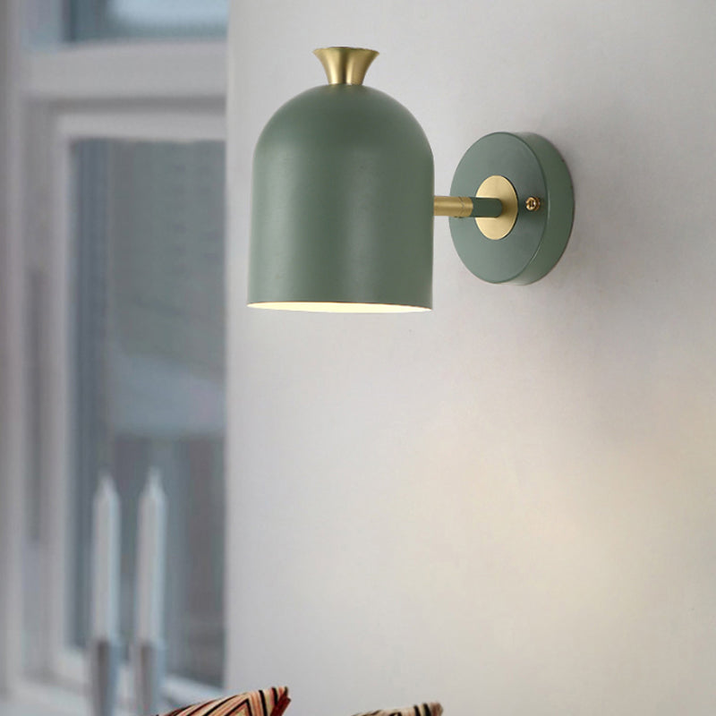 Cup Shade Dining Room Wall Lamp Metal 1 Bulb Nordic Stylish Sconce Light with Macaron Color Green Clearhalo 'Wall Lamps & Sconces' 'Wall Lights' Lighting' 182703
