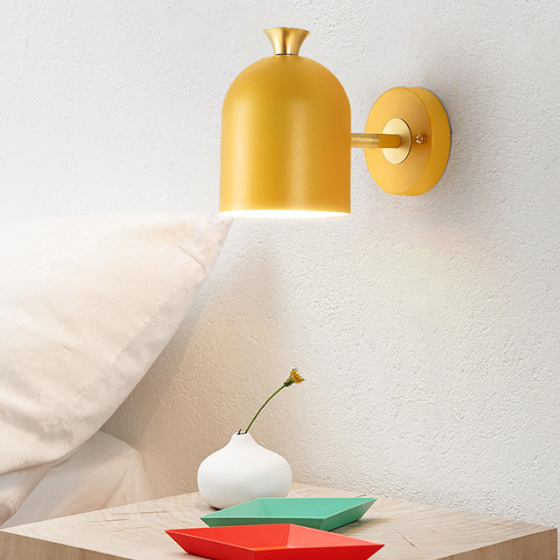 Cup Shade Dining Room Wall Lamp Metal 1 Bulb Nordic Stylish Sconce Light with Macaron Color Yellow Clearhalo 'Wall Lamps & Sconces' 'Wall Lights' Lighting' 182708
