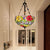 Floral Suspension Lamp Tiffany Stylish Stainless Glass 2 Lights Red and Yellow Hanging Pendant Light with Bowl Shade Red-Yellow-Green Clearhalo 'Ceiling Lights' 'Chandeliers' 'Industrial' 'Middle Century Pendants' 'Pendant Lights' 'Pendants' 'Tiffany close to ceiling' 'Tiffany Pendants' 'Tiffany' Lighting' 182753