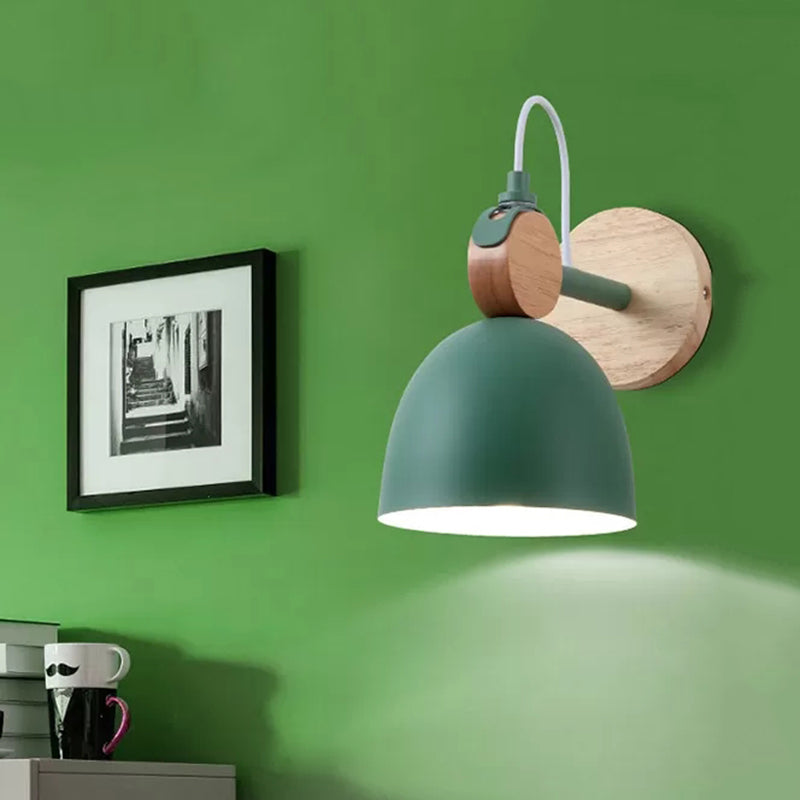 Metal Dome Wall Sconce Living Room Angle Adjustable 1 Light Nordic Style Wall Light Green Clearhalo 'Wall Lamps & Sconces' 'Wall Lights' Lighting' 182794