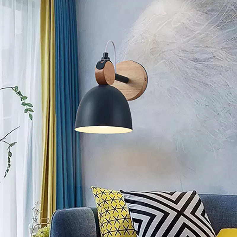 Metal Dome Wall Sconce Living Room Angle Adjustable 1 Light Nordic Style Wall Light Blue Clearhalo 'Wall Lamps & Sconces' 'Wall Lights' Lighting' 182796