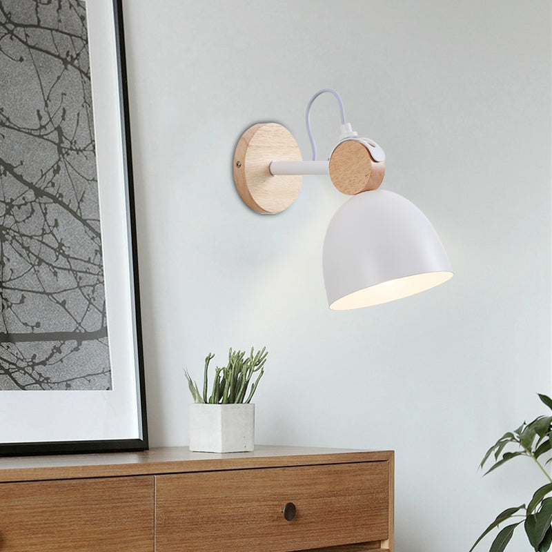 Metal Dome Wall Sconce Living Room Angle Adjustable 1 Light Nordic Style Wall Light White Clearhalo 'Wall Lamps & Sconces' 'Wall Lights' Lighting' 182798