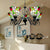 Flower Chandelier Lighting Country Stained Glass 5-Light Hanging Light in Black Finish for Restaurant Black Clearhalo 'Ceiling Lights' 'Chandeliers' 'Industrial' 'Middle Century Chandeliers' 'Pendant Lights' 'Tiffany Chandeliers' 'Tiffany close to ceiling' 'Tiffany' Lighting' 182894