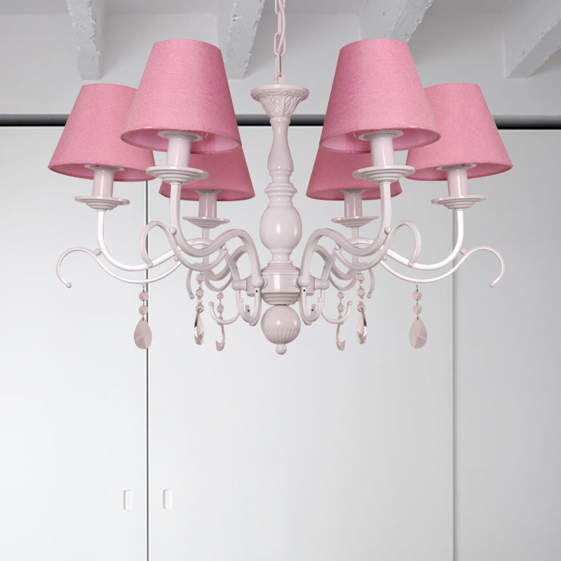 Tapered Shade Baby Bedroom Chandelier Metal Modern Stylish Hanging Light with Crystal Clearhalo 'Ceiling Lights' 'Chandeliers' Lighting' options 182931