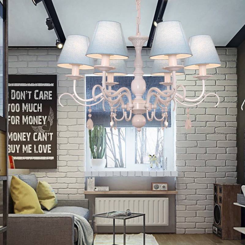 Tapered Shade Baby Bedroom Chandelier Metal Modern Stylish Hanging Light with Crystal Clearhalo 'Ceiling Lights' 'Chandeliers' Lighting' options 182935