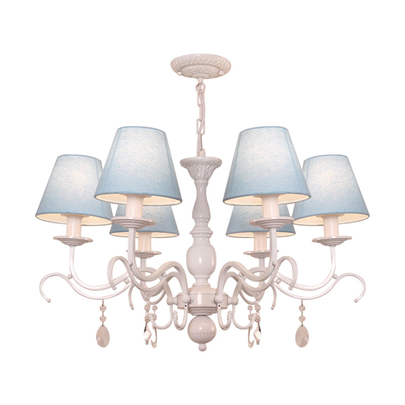 Tapered Shade Baby Bedroom Chandelier Metal Modern Stylish Hanging Light with Crystal Clearhalo 'Ceiling Lights' 'Chandeliers' Lighting' options 182936