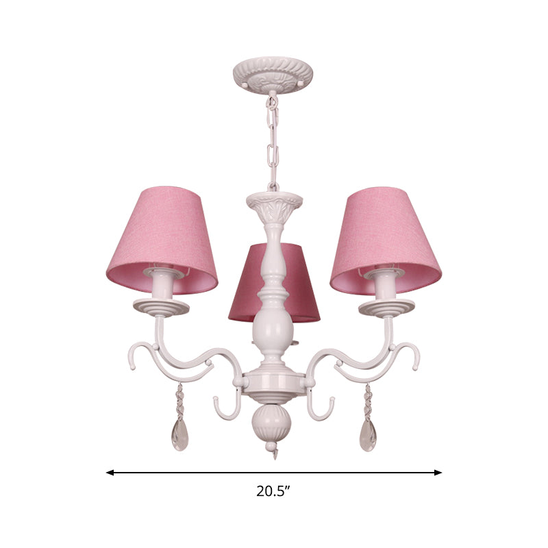 Tapered Shade Baby Bedroom Chandelier Metal Modern Stylish Hanging Light with Crystal Clearhalo 'Ceiling Lights' 'Chandeliers' Lighting' options 182941