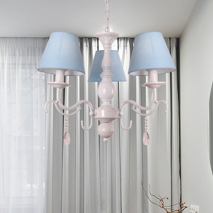 Tapered Shade Baby Bedroom Chandelier Metal Modern Stylish Hanging Light with Crystal 3 Blue Clearhalo 'Ceiling Lights' 'Chandeliers' Lighting' options 182942_e904c3cb-6468-48c3-899a-9c02e7107deb