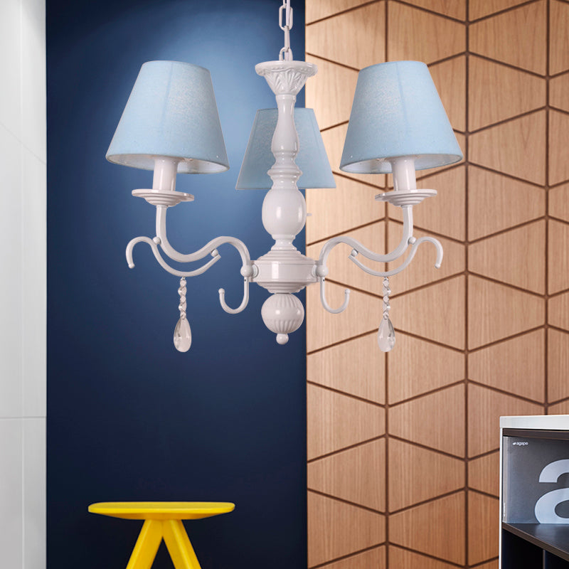 Tapered Shade Baby Bedroom Chandelier Metal Modern Stylish Hanging Light with Crystal Clearhalo 'Ceiling Lights' 'Chandeliers' Lighting' options 182943