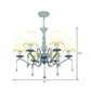 6-Light Tapered Shade Chandelier with Crystal Bead Kids Metal Hanging Light in Blue for Foyer Clearhalo 'Ceiling Lights' 'Chandeliers' Lighting' options 182960