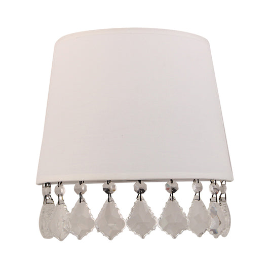 Modern Half-Drum Wall Light with Clear Crystal Fabric White Wall Lamp for Bedside Clearhalo 'Wall Lamps & Sconces' 'Wall Lights' Lighting' 182983